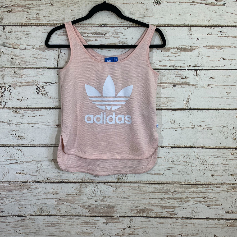 Adidas Pink White Logo Tank